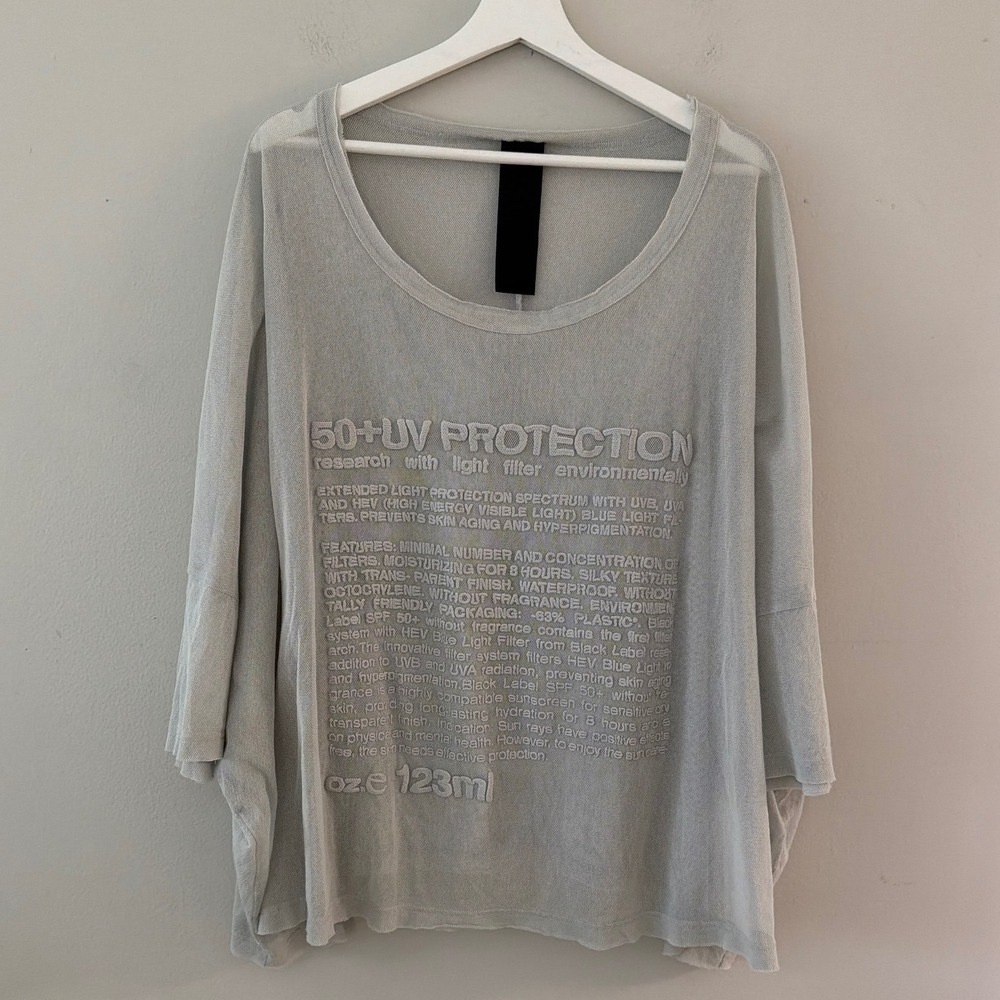 RUNDHOLZ BLACK LABEL Grey Cotton Top 50+‎ UV Protection Graphic Boxy Tee Medium